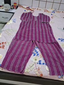 Striped Kurta With Plazoo Wit Pocket