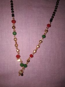 New Mangalsutra Cute Red &green Pearls