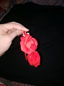 Red Combo Of Headband And Cutie Earrings