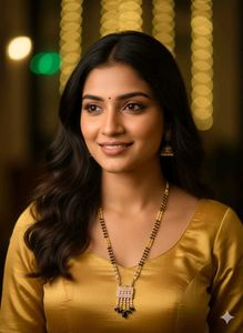 Gold Plated Mangalsutra Necklace - Diamond Pendant