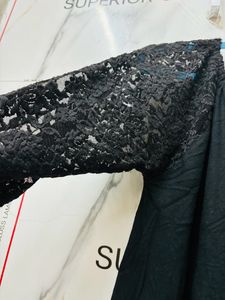 Black Lace Sleeve Tiered Top