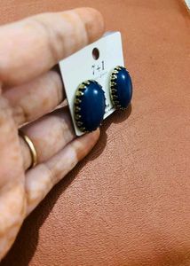 Navy Blue Stud Earrings