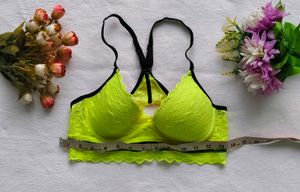 Neon Yellow Lace Wired Bra