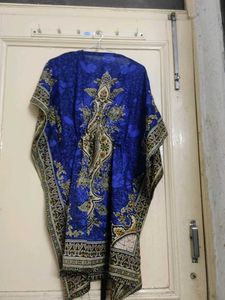 Y2K Blue Patterned Caftan Top/ Dress