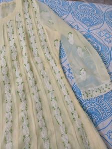 Elegant Chikankari Embroidered Anarkali Set