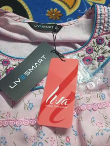 Pink Floral Nighty with Embroidery