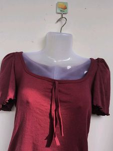 Burgundy Puff Sleeve Top