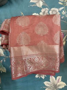 Pink N Silver Saree