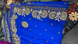 Blue Heavy Saree With Stitched Blouse