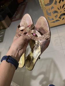 Golden Sequin Heeled Sandal EU 39