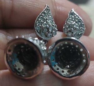 Pure silver jhumkas with zirconia