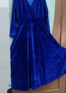 Blue Velvet Wrap Dress
