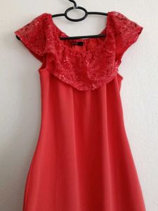 Red Lace Detail Dress