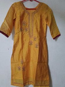 Embroidered Yellow Kurta