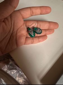 Green onyx silver 925 Filigree Earrings