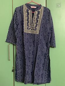 Navy Blue Popular Jaipuri Block Print Kurta