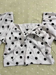 Polka Dot Tie-Front Top