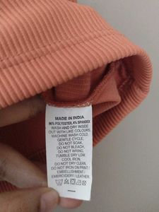 Orange Ribbed Cropped Tank Top