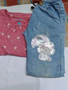 Girls' Top & Jeans Set By Pantaloons Junior