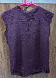 Formal Purple Semi Sleeves Top