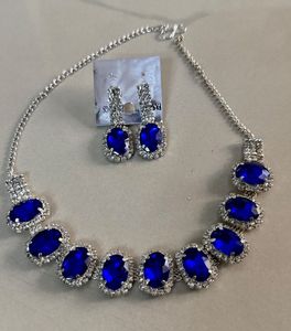 Blue Jewel Necklace & Earring Set