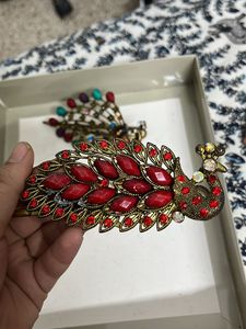 Set of 3 Peacock Hair Juda Clip, Slight Faults
