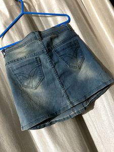 Distressed Denim Mini Skirt