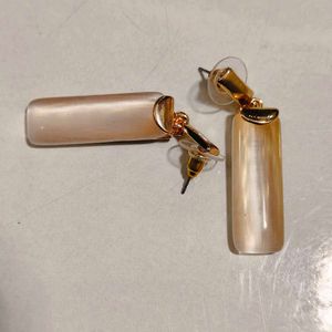 Glass Bead Dangler Golden Earrings for Women &amp; Gir