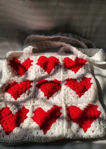 Crochet Heart Tote Bag