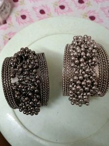 Bracelet Combo 1 Black 1 Silver Finish
