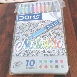 Doms Metallic Marker Pens + Rainbow Pencil
