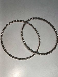 Silver Twisted Bangle Set