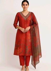 RED KURTI SET