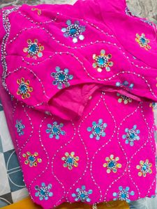 Pink Embellished Saree