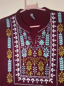 Embroidered Maroon Kurti/Dress