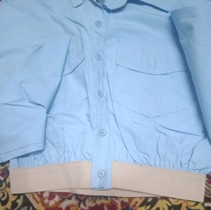 Light Blue Collar  Top