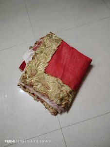 Elegant Red &amp; Gold Party Wear Saree