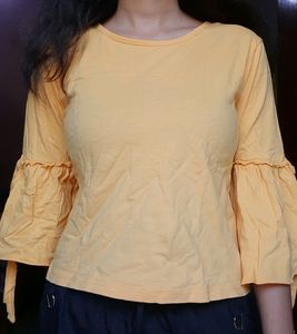 Yellow Bell Sleeves Crop Top 💛