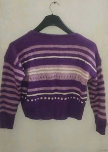 Purple Striped Knit Sweater