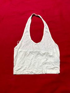 SHEIN White Halter Neck Crop Top / Backless