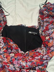 ZARA printed Dress With Draping