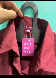 Maroon Shirt Dress