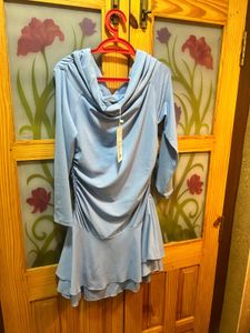 New withTag Glitchez OffShoulder Ruched Blue Dress