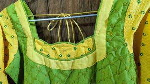Green &amp; Yellow Embroidered Salwar Suit