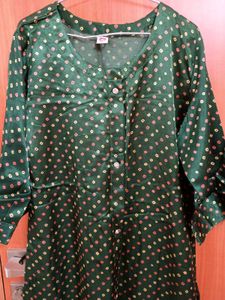 Green Printed Kurta
