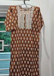 Brown Printed Kurta Set