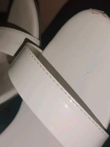 White Kitten Heel Slides