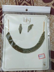 Tulsi Impex Green Colour  Necklace & Earring Set