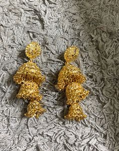 Golden Three Layered Jhumka