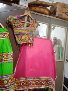 Green Multy Garba Choli For  Girl